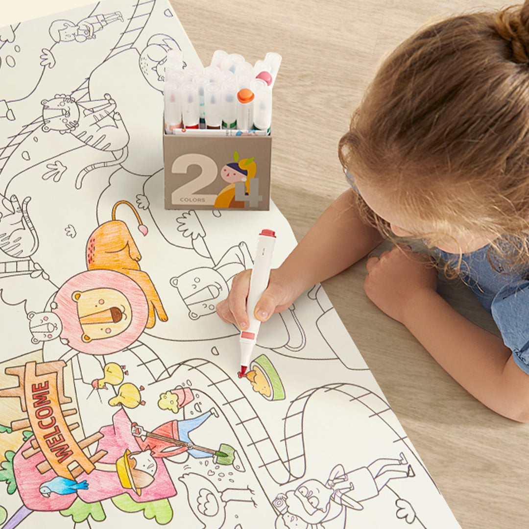 Adhesive Coloring Scroll: The Magic Zoo