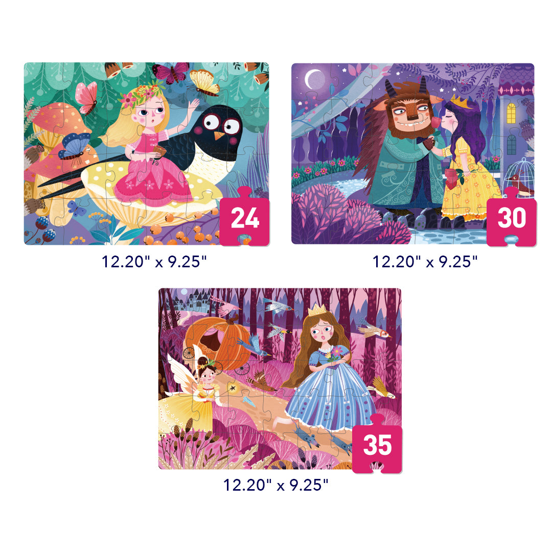 Level Up! Puzzles with Storage Bag - Level 3: Princesses 24P-35P