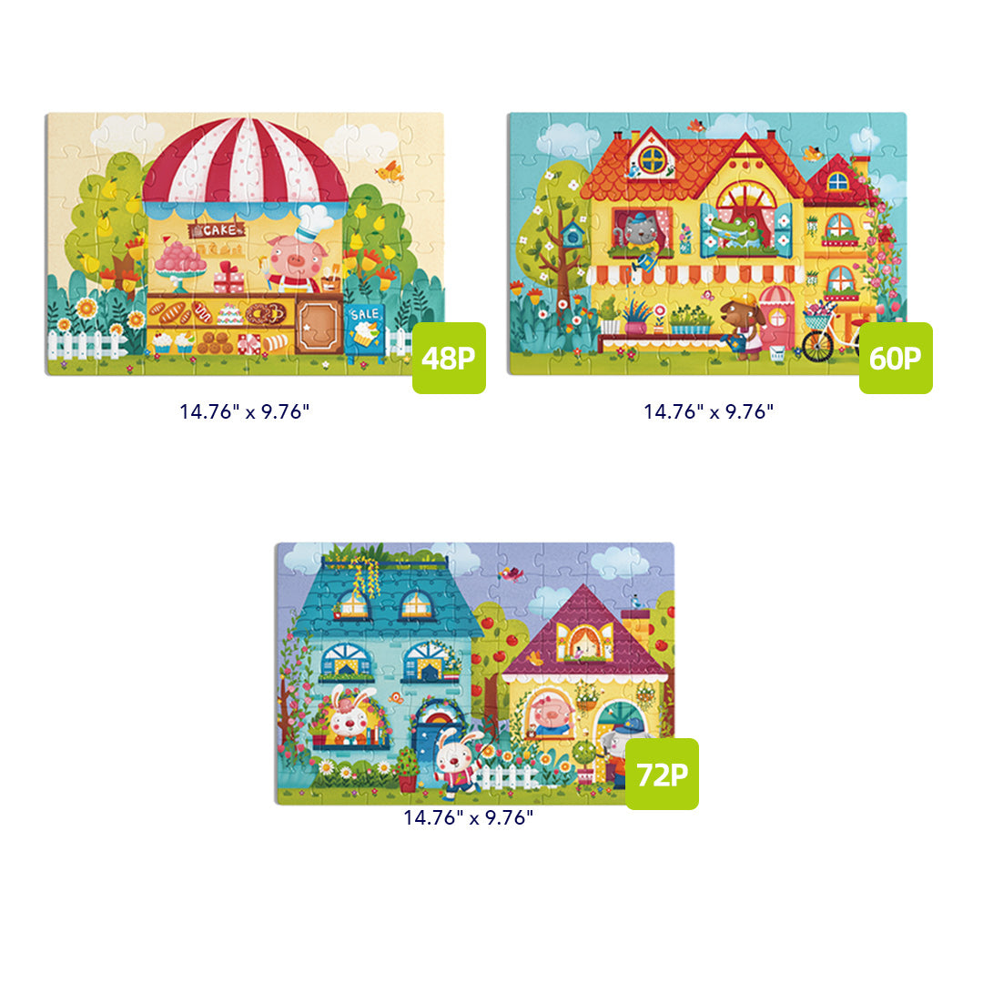 Level Up! Puzzles with Storage Bag - Level 4: Fairy Tale Town 48P-72P