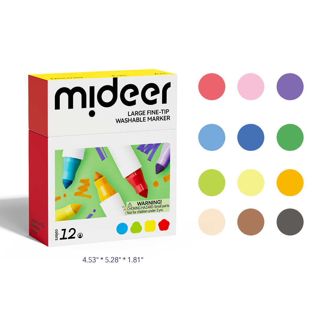 Large Fine-Tip Washable Marker 12 Colors