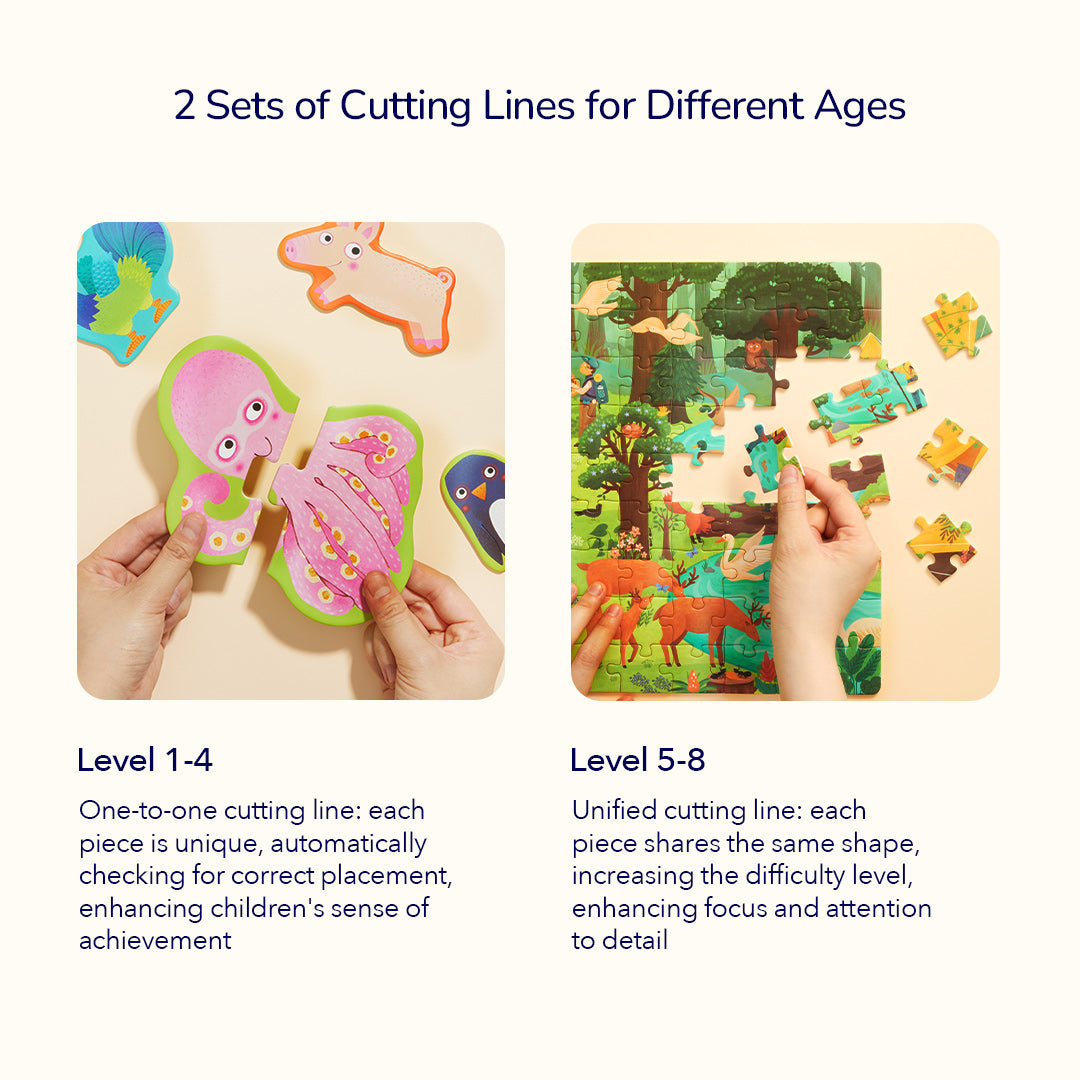 Level Up! Puzzles with Storage Bag - Level 1: Animals 2P-6P