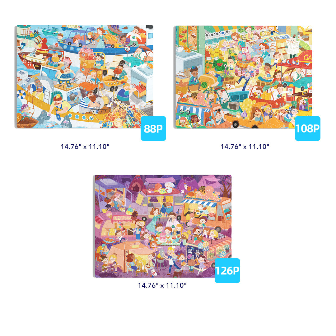 Level Up! Puzzles with Storage Bag - Level 5: Bustling Market 88P-126P