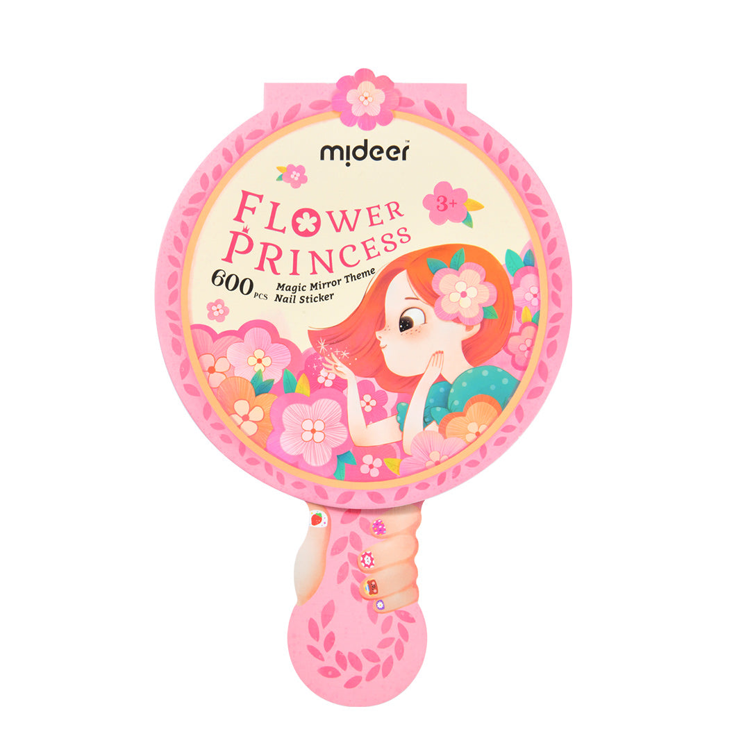 Etiqueta engomada del clavo del tema del espejo mágico: Princesa de la flor
