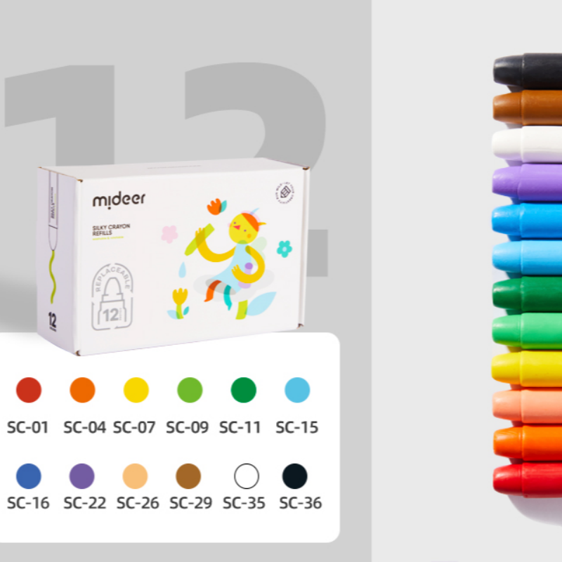 refillable silky crayons - Refills Pack 12 Colors