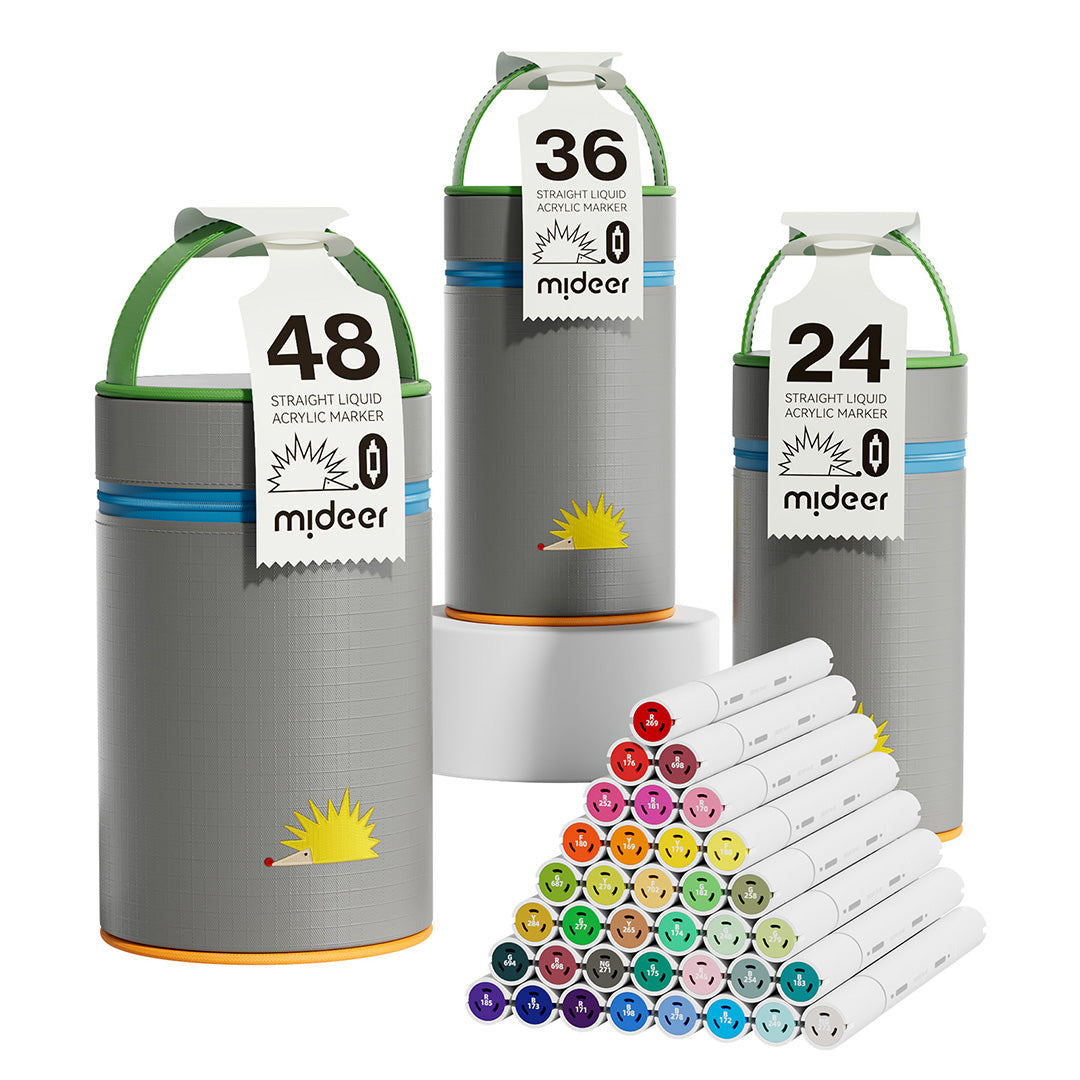 Dual-tip Straight Liquid Acrylic Marker -  48 Colors