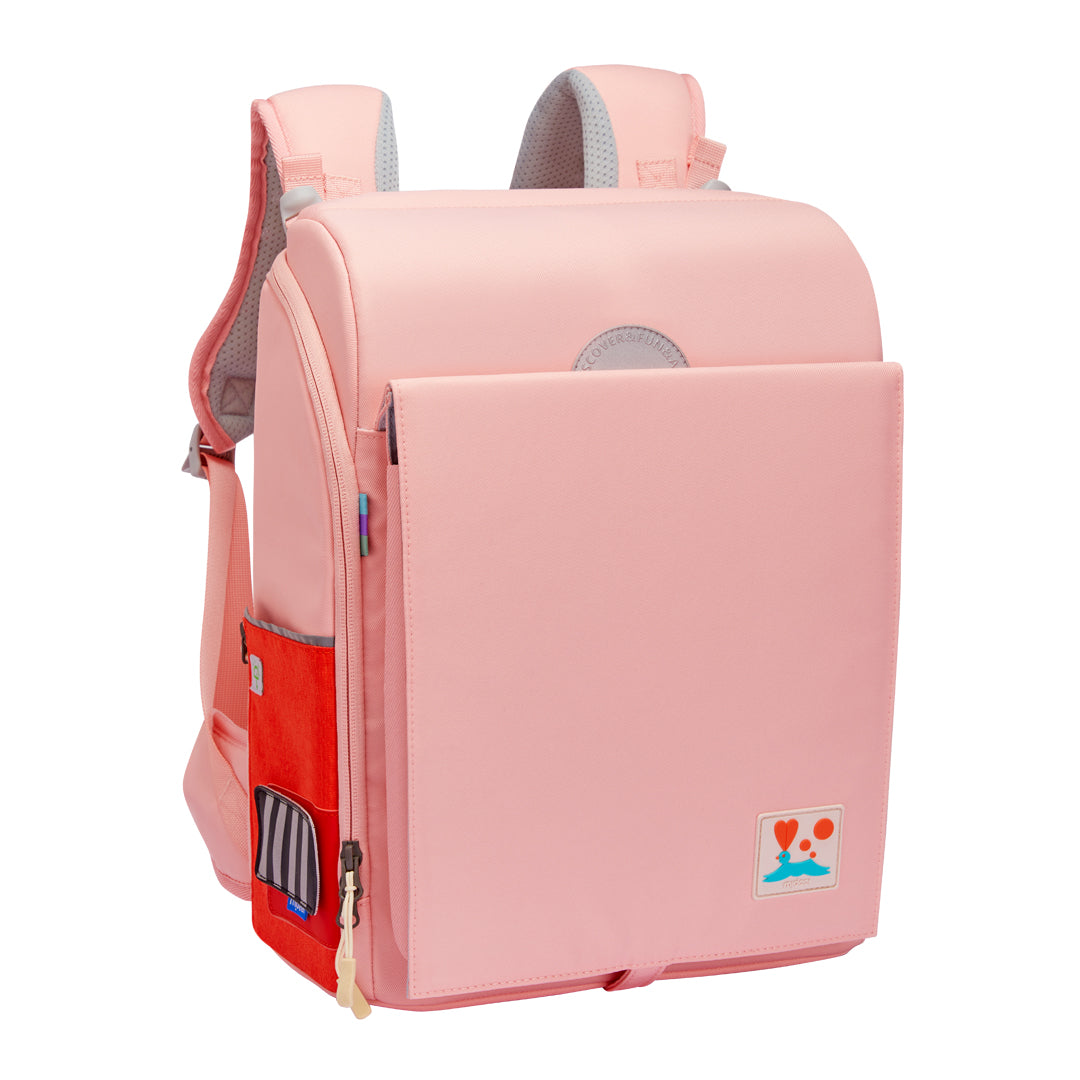 Sakura pink 3D waist-relief ergonomic backpack for children with multi-compartment design and waterproof material