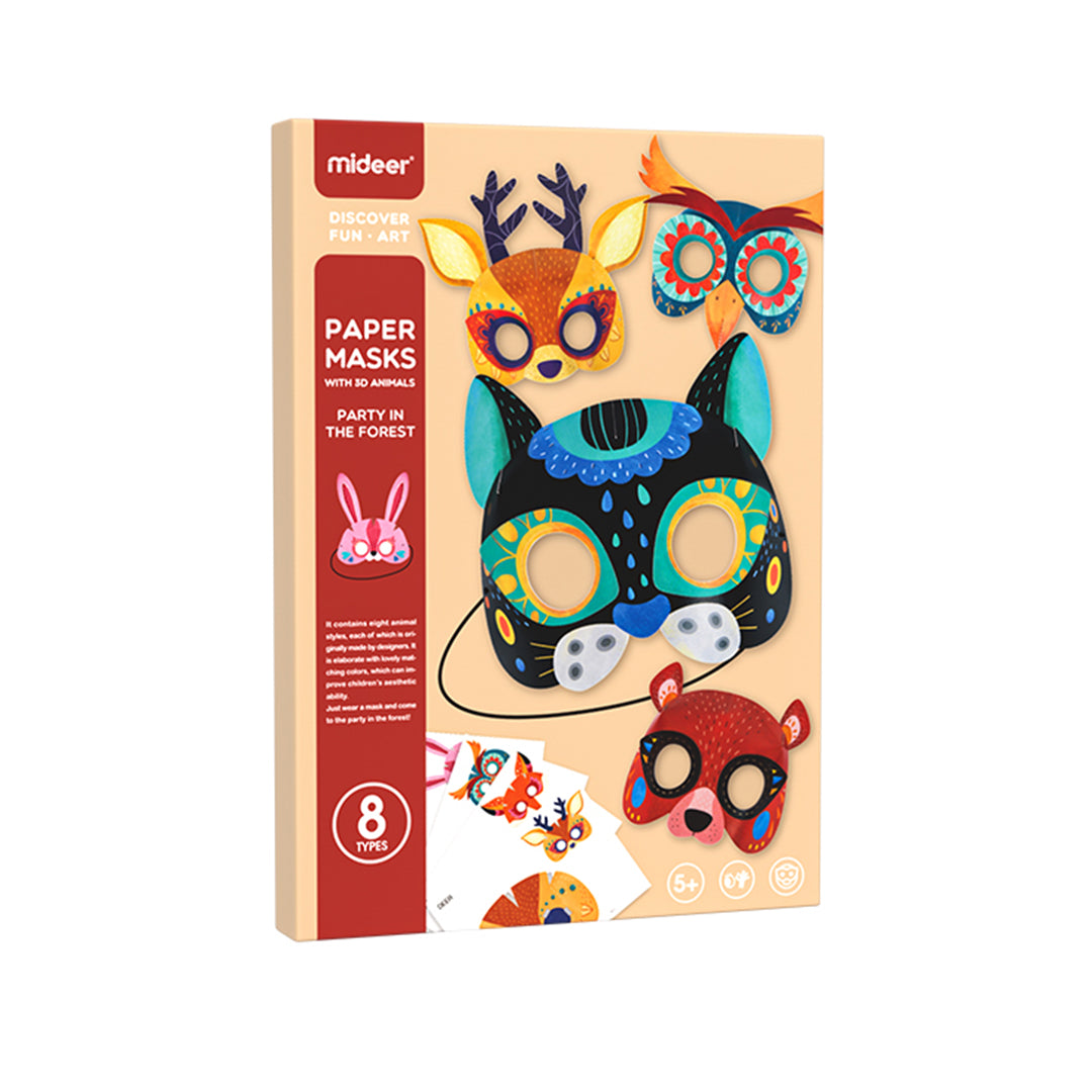 3D Origami Paper Masks for Kids featuring eight animal designs to enhance creativity and dexterity