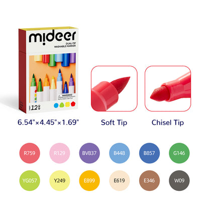 Dual-Tip Washable Marker 12 Colors
