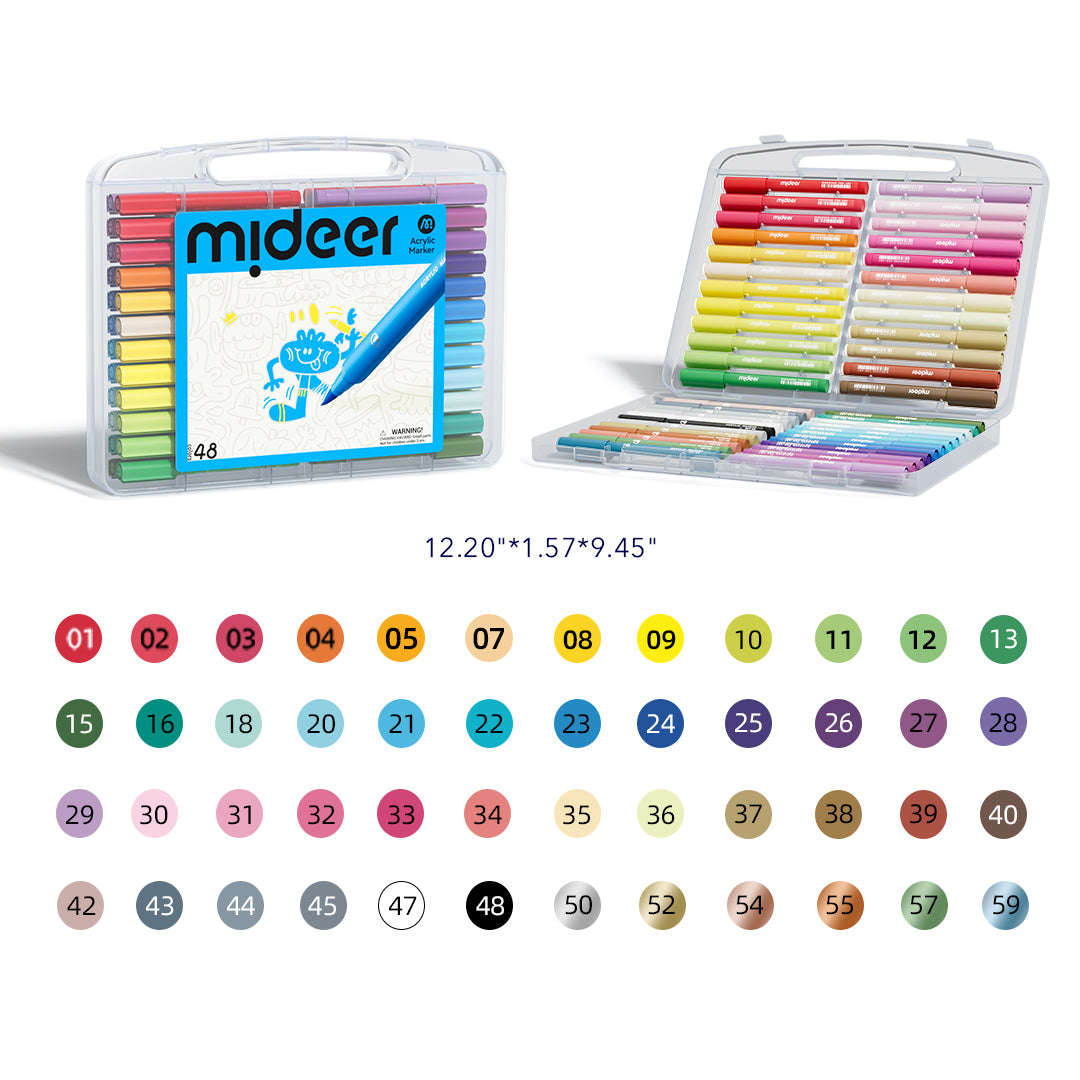 Acrylic Markers with Storage Box 48 Colors