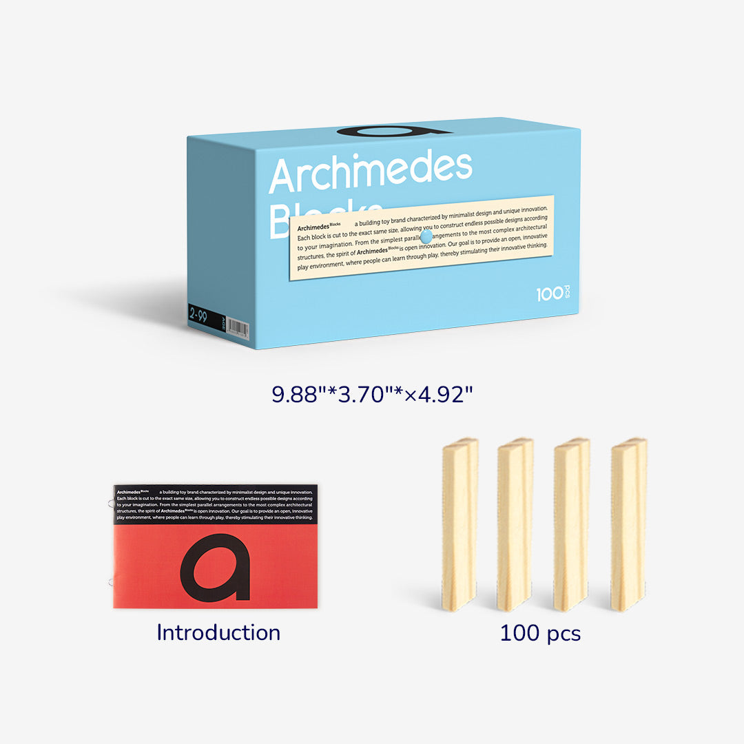 Archimedes-Blöcke, natürliche Holzfarbe, 100 Stück