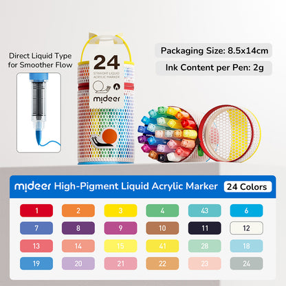 Straight Liquid Acrylic Marker - 24 Colors