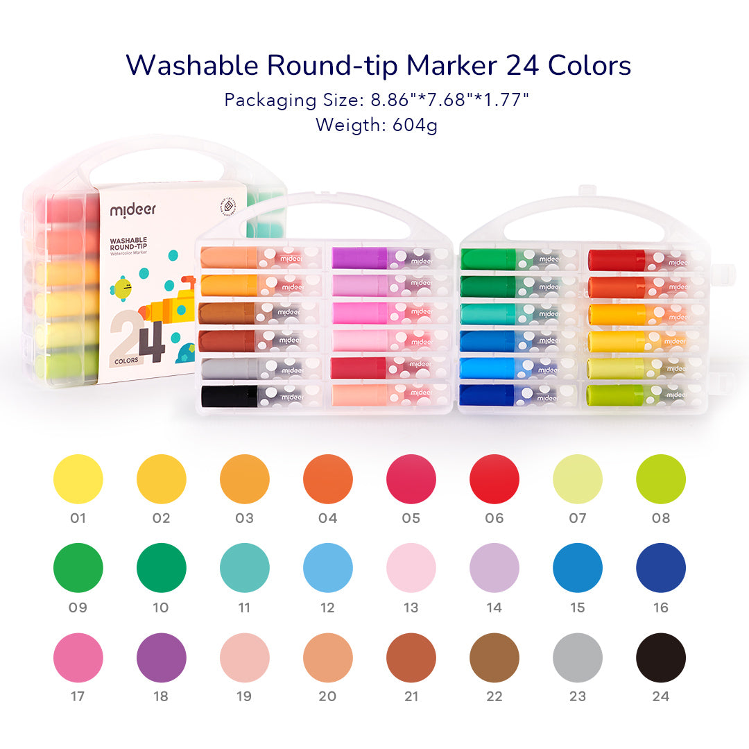 Washable Round-tip Marker 24 Colors