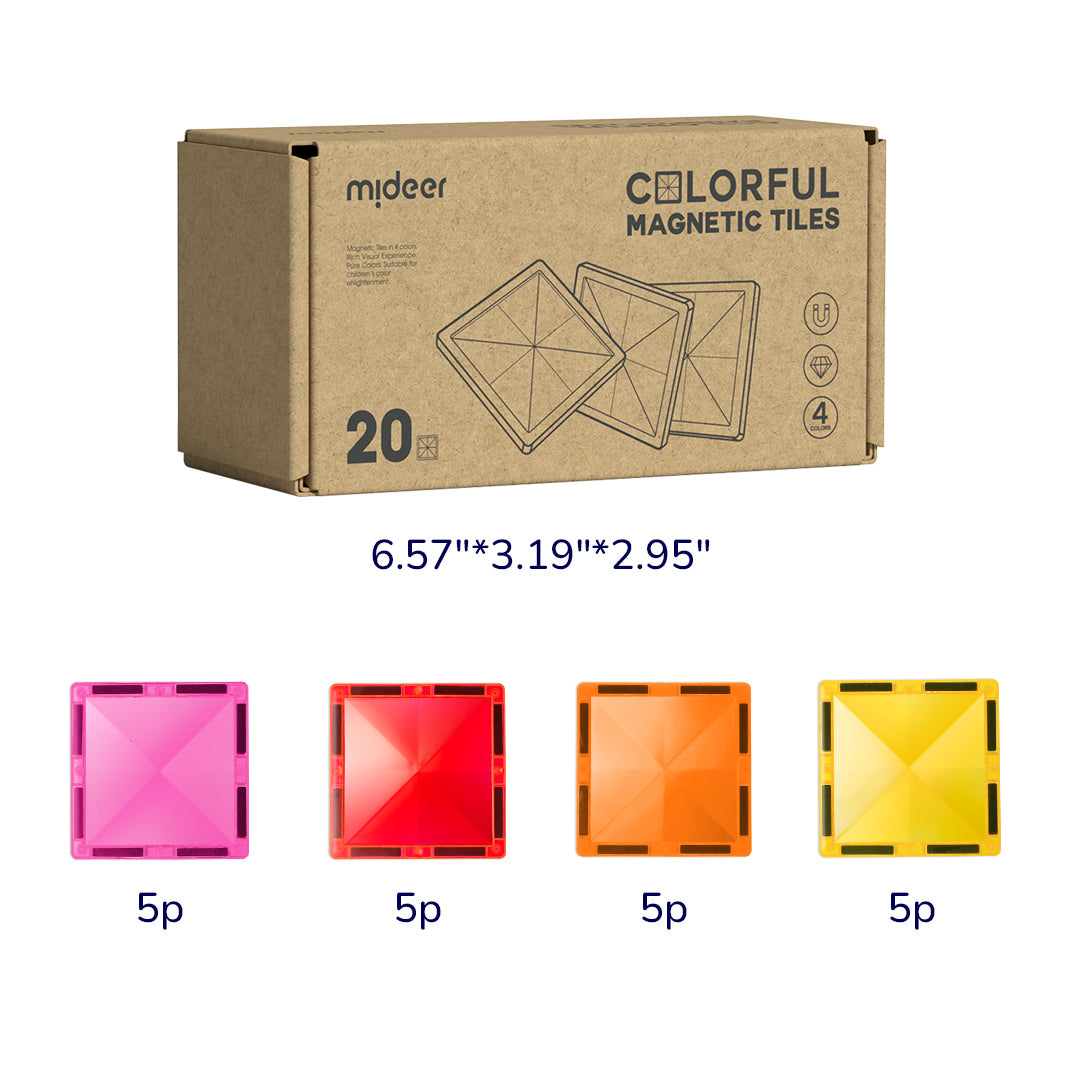 Colorful Magnetic Tiles Warm Color 20P