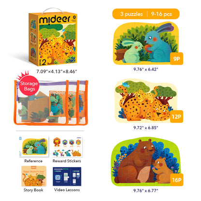 Level Up! Puzzles with Storage Bag - Level 2: Animal Families 9P-16P