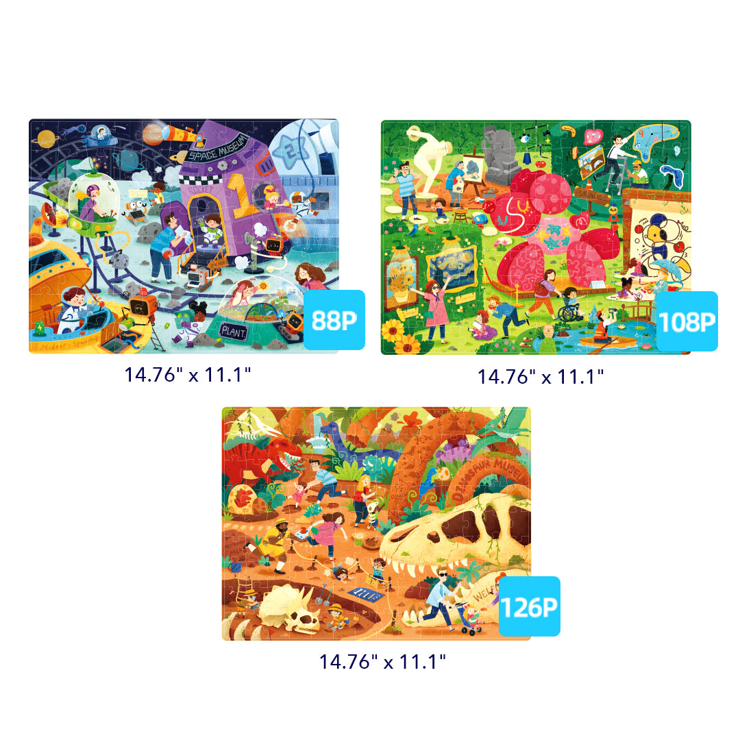 Level Up! Puzzles with Storage Bag - Level 5: Wonderful Museums 88P-126P