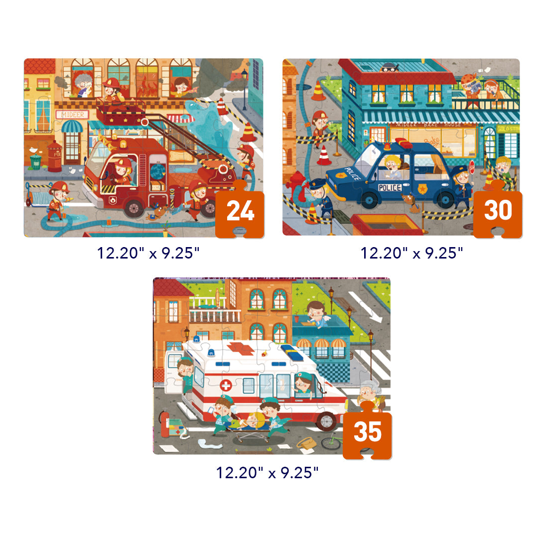 Level Up! Puzzles with Storage Bag - Level 3: Busy Community Helpers 24P-35P