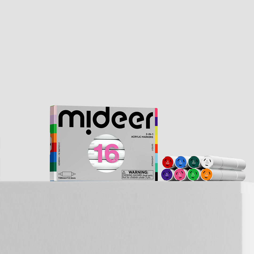 2-in-1 Dual Tip Two-Color Acrylic Markers – 16 Colors