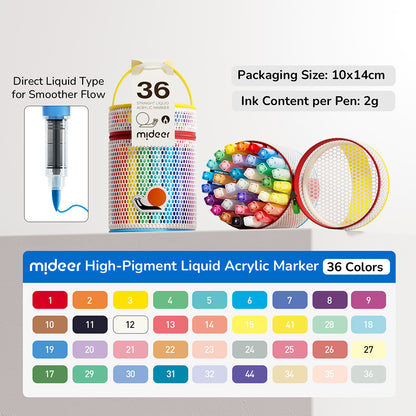 Straight Liquid Acrylic Marker - 24 Colors