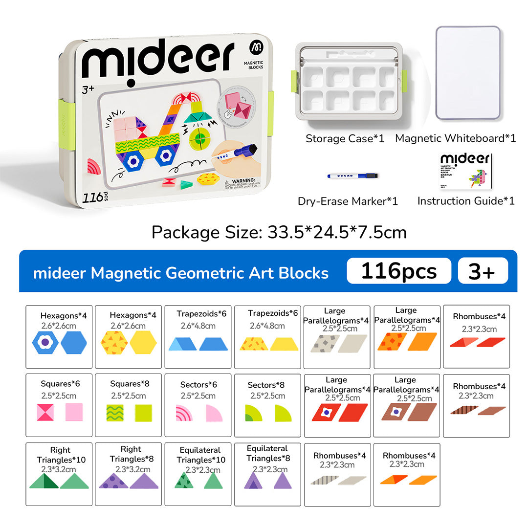 Magnetic Art Geometry Building Blocks-116pcs – mideerart