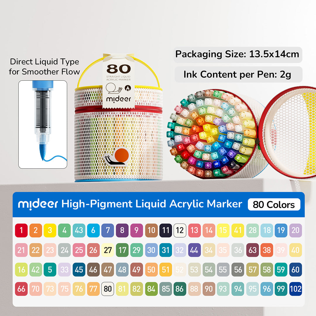 Straight Liquid Acrylic Marker - 80 Colors – mideerart