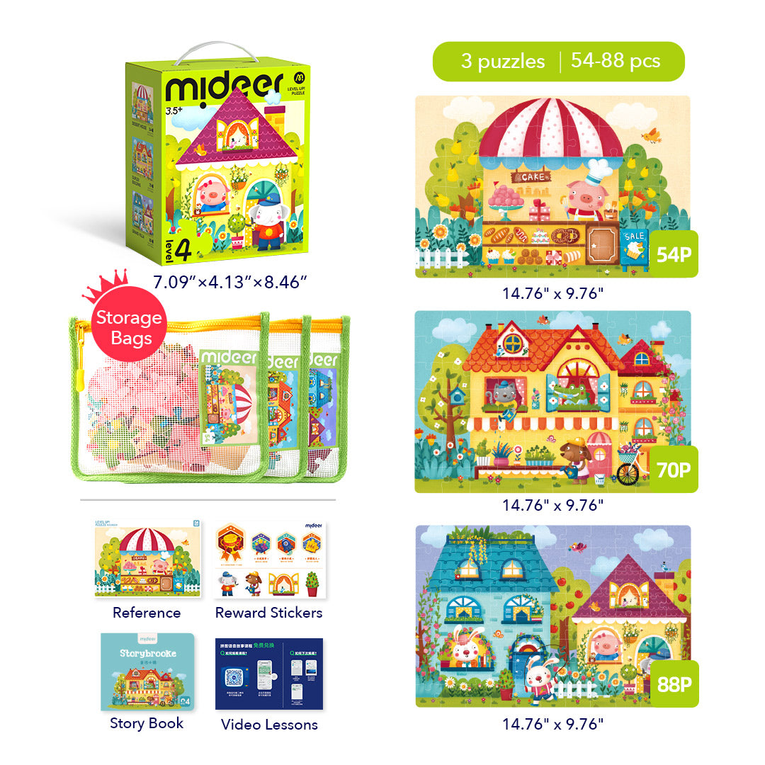 Level Up! Puzzles with Storage Bag - Level 4: Fairy Tale Town 54P-88P