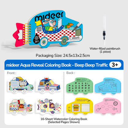 mideer Aqua Reveal Coloring Book - Beep Beep Traffic