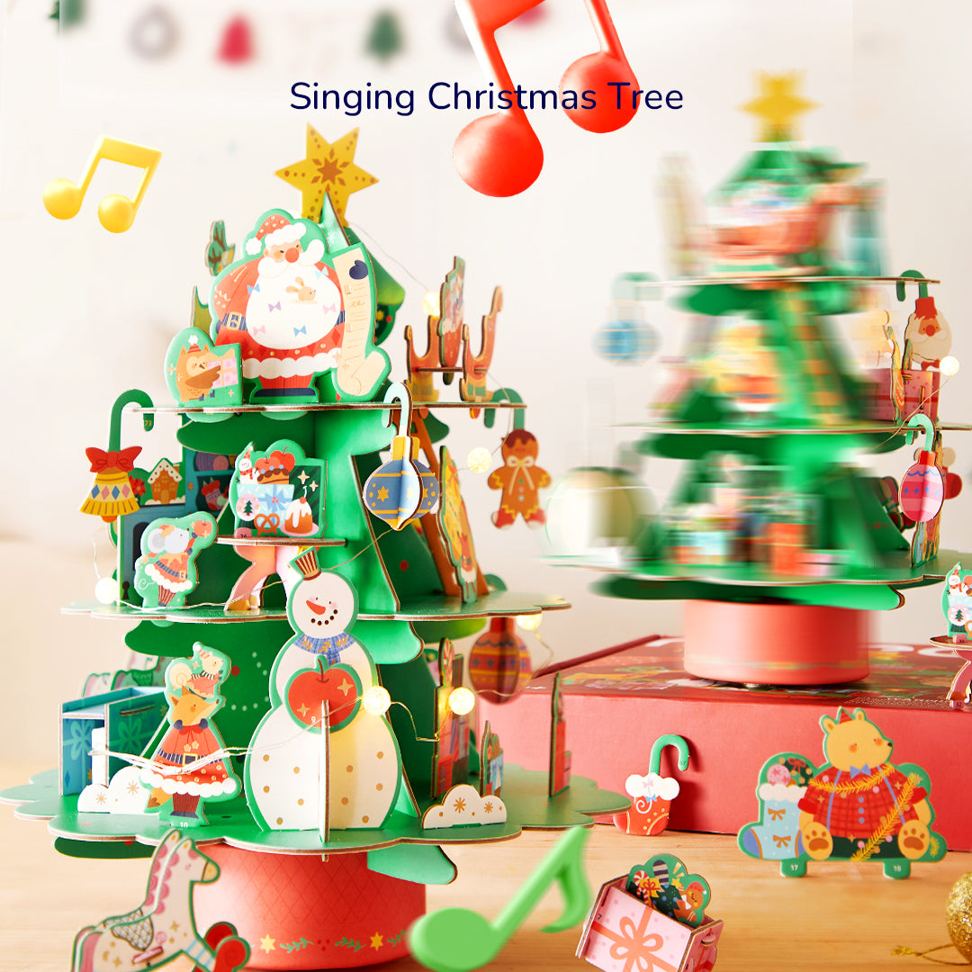 Christmas Rotating Music 3D Puzzle: Busy Christmas Workshop