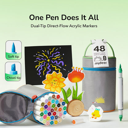 Dual-tip Straight Liquid Acrylic Marker - 24 Colors