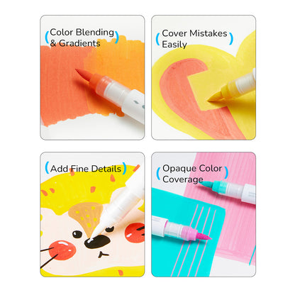 2-in-1 Dual Tip Two-Color Acrylic Markers – 16 Colors
