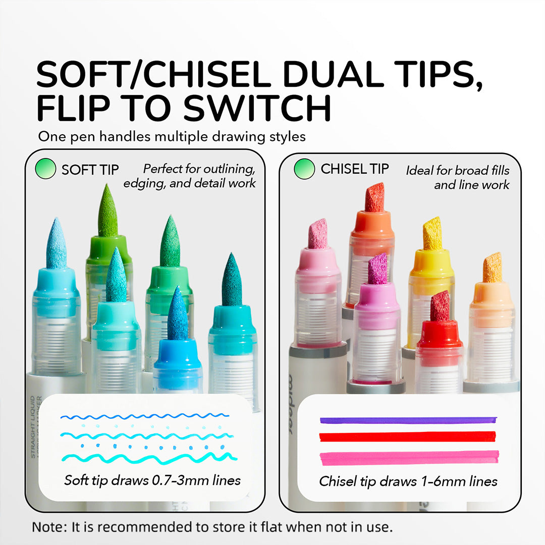 Dual-tip Straight Liquid Acrylic Marker - 24 Colors