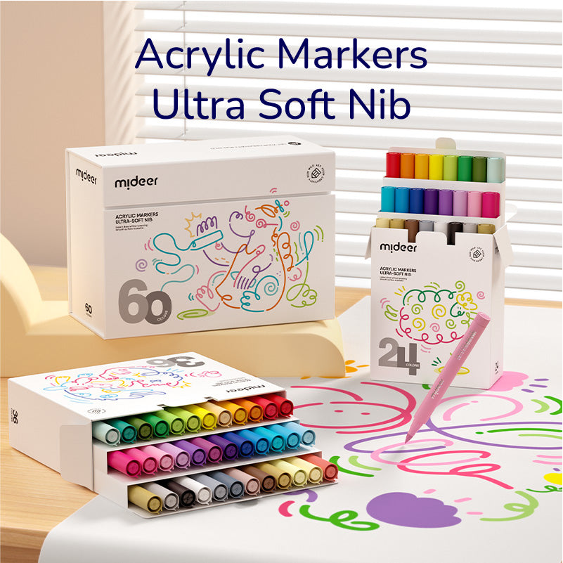 24-pack of Acrylic Markers with Ultra Soft Nib for versatile artistic expression on various surfaces