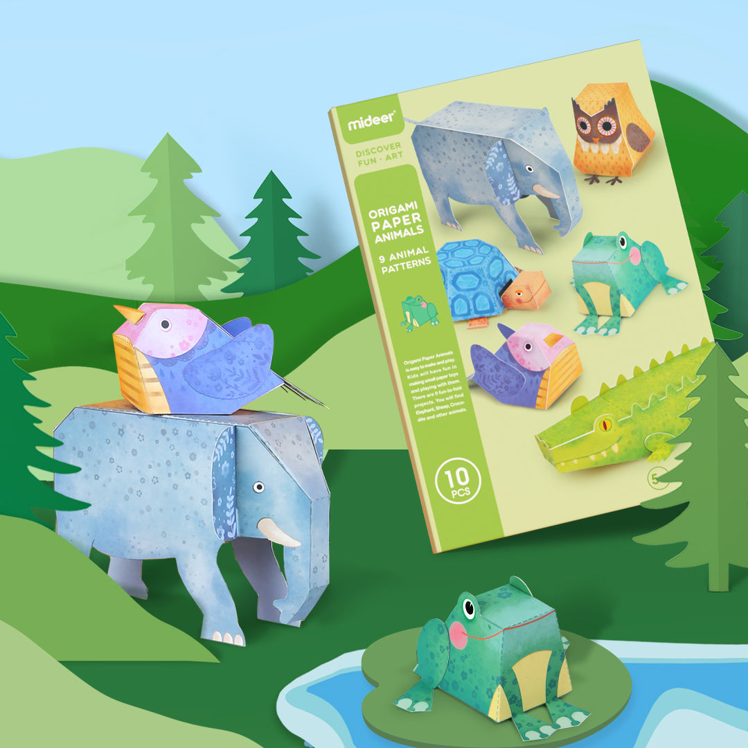 3D Origami Paper Kit with animal patterns for children&