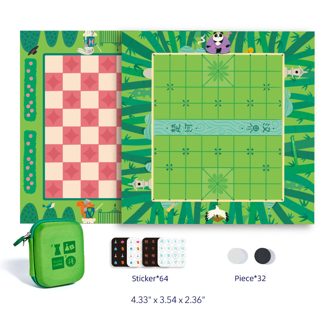 2 in 1 Chinese Chess and International Chess portable board game set with lotus