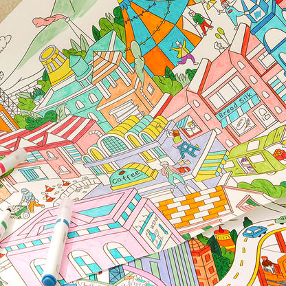 10 Meter Giant Coloring Scroll: City