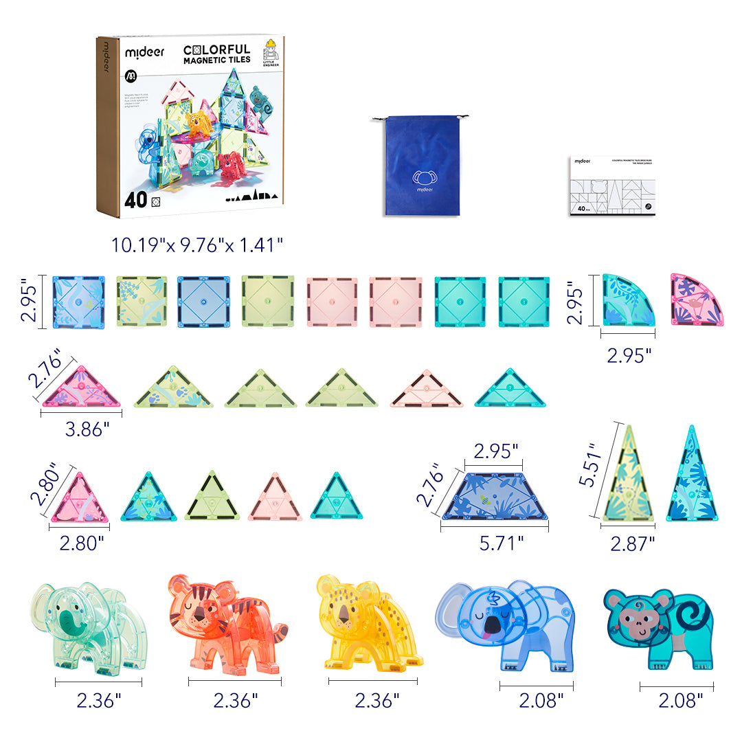 Colorful Magnetic Tiles: Wonderful Forest 40P